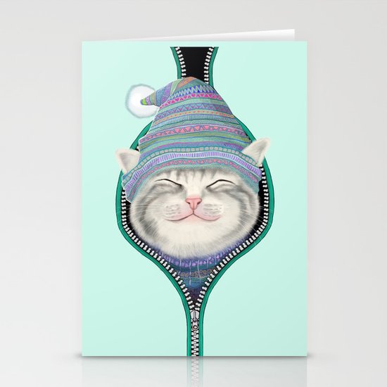 Cat in the zip Stationery Cards