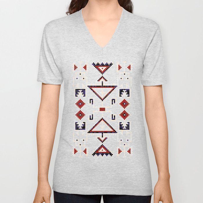 Native American Indians Navajo Pattern V Neck T Shirt