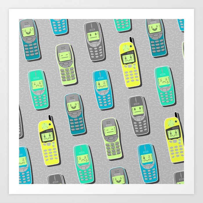 Vintage Cellphone Pattern Art Print