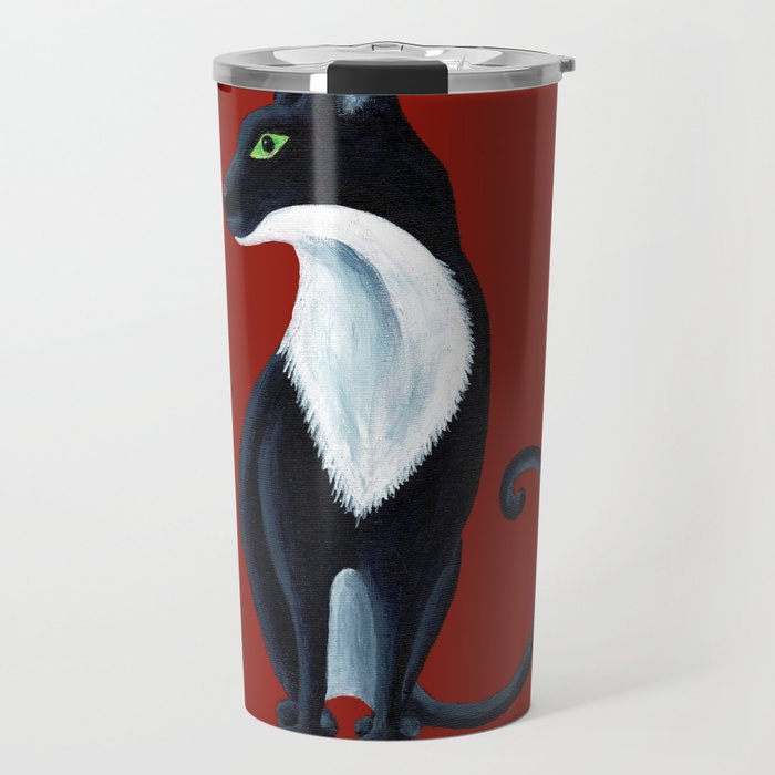 Black and White Cat Statuesque Travel Mug