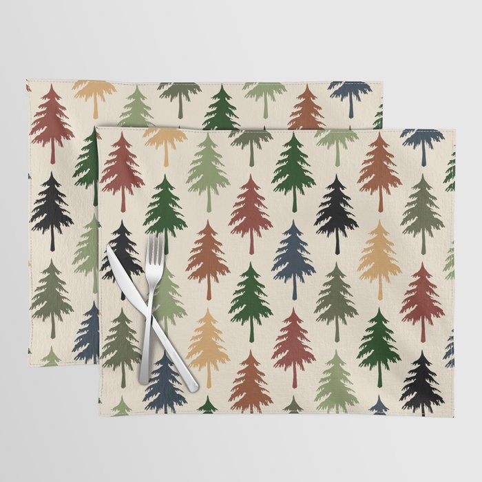 Colorful retro pine forest 2 Placemat