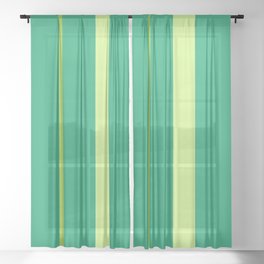 Green and White Striped Background Sheer Curtain