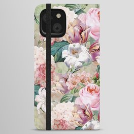 Vintage & Shabby Chic -Blush Pink Botanical Spring Roses Garden  iPhone Wallet Case