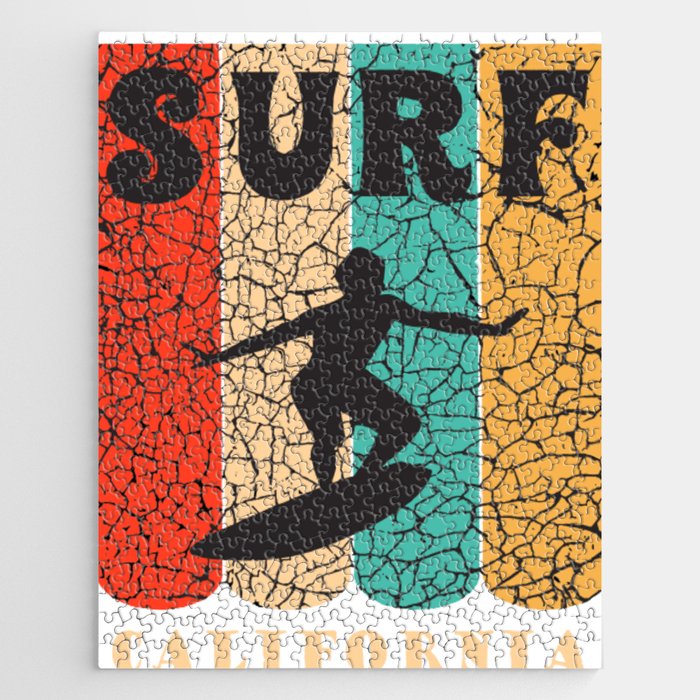 Surf California Colorful Design Jigsaw Puzzle