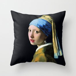 Vermeer - Girl with a Pearl Earring Throw Pillow | Nature, Painting, Girl, Vintage, With, Vermeer, Earring, Art, Look, People 