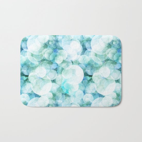 Aqua blue circles dots polkadots bokeh pattern on #Society6 Bath Mat