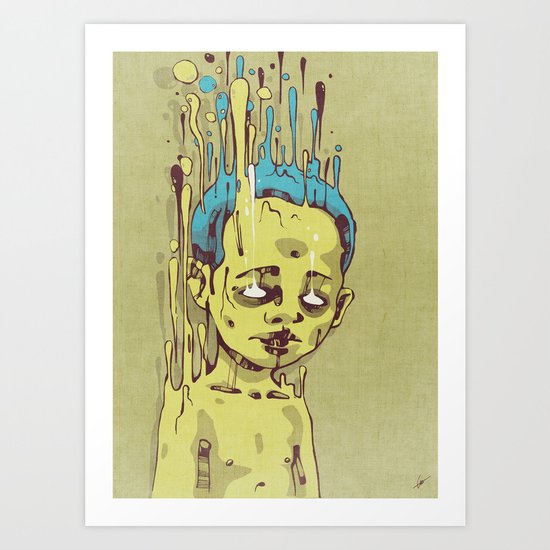 The Golden Boy with Blue Hair Art Print