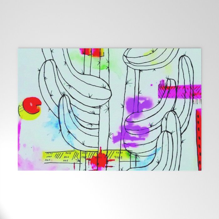 Abstract Cacti Welcome Mat By Aaishkallier - 