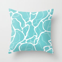 Calm blue water surface illustration pattern Throw Pillow