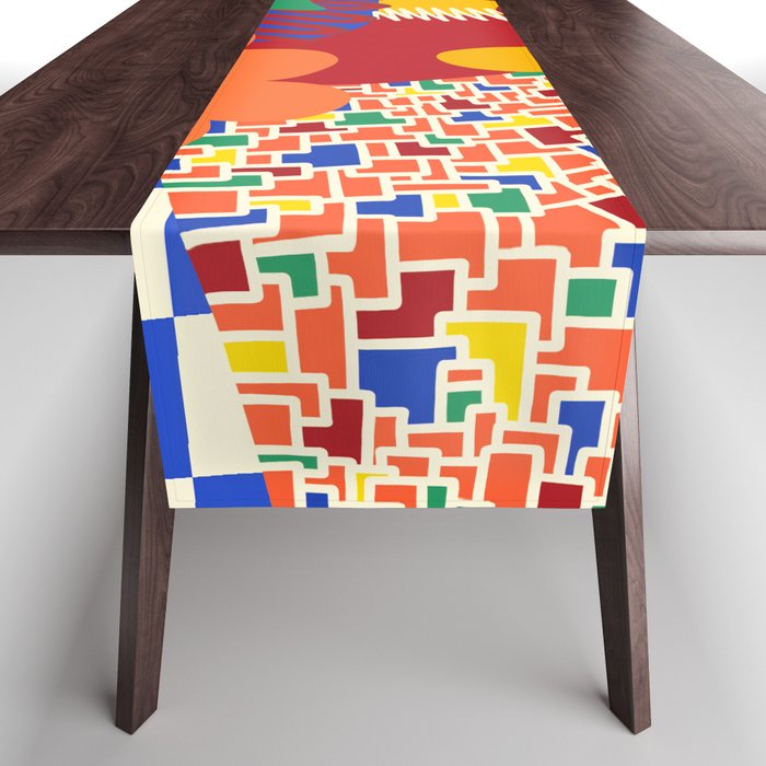 Geometric colorful pattern collage Table Runner