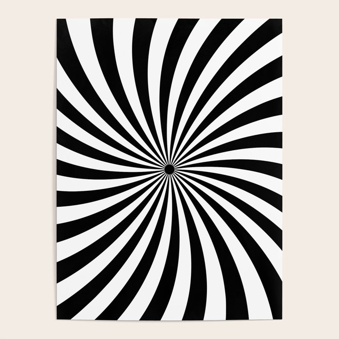 Retro 60s Black And White Spiral Poster by Inspired Images Society6