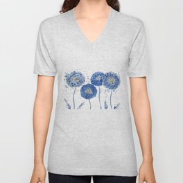 four blue dandelions watercolor V Neck T Shirt