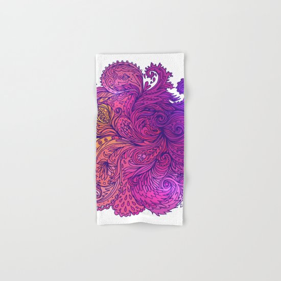 Purple Floral Indian Pattern Hand & Bath Towel