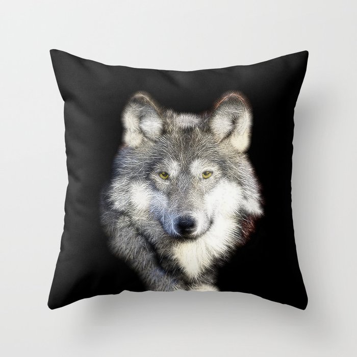 Spiked Gray Wolf Throw Pillow