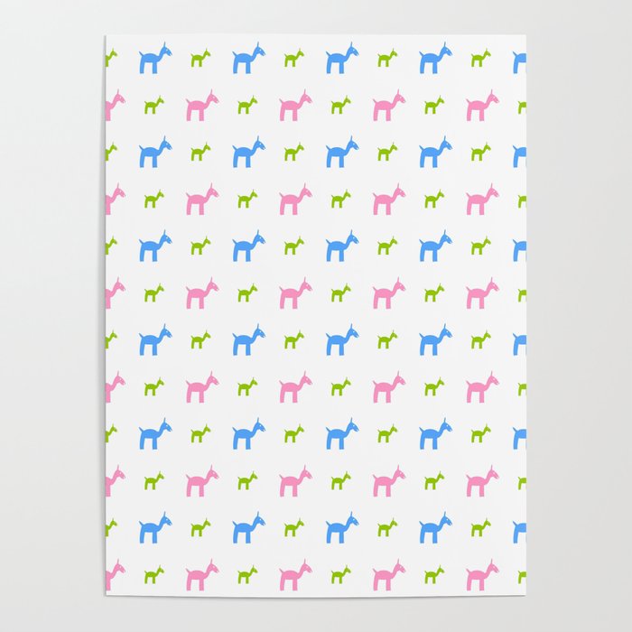 Llama 2- Pink, green and blue Poster