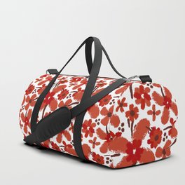 Red Orange Bold Abstract Flowers  Duffle Bag