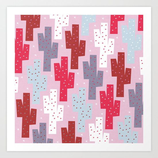 Sweet cactus pattern Art Print