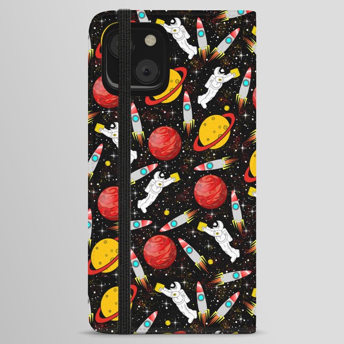 Astronaut Exploring Space Cosmic Trendy Colorful Fun Pattern iPhone Wallet Case
