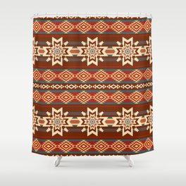 Abstract ethnic textil pattern with stars Shower Curtain