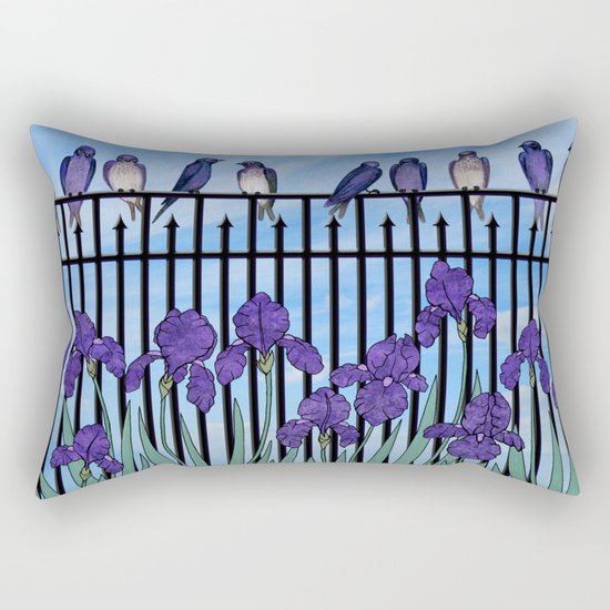 purple martins & purple irises Rectangular Pillow