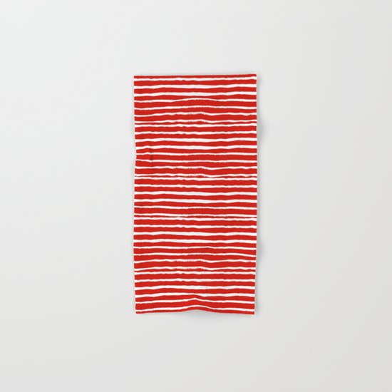 Minimal Christmas red and white holiday pattern stripes candy cane stripe pattern Hand & Bath Towel