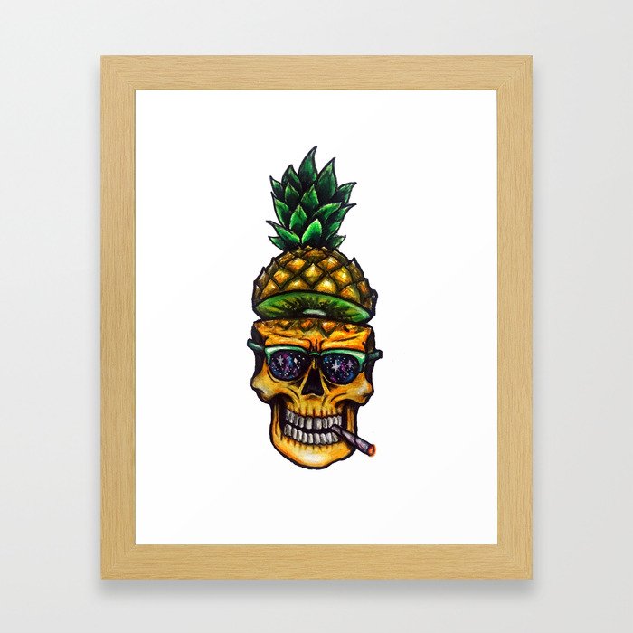 Pineapple Skull Framed Art Print