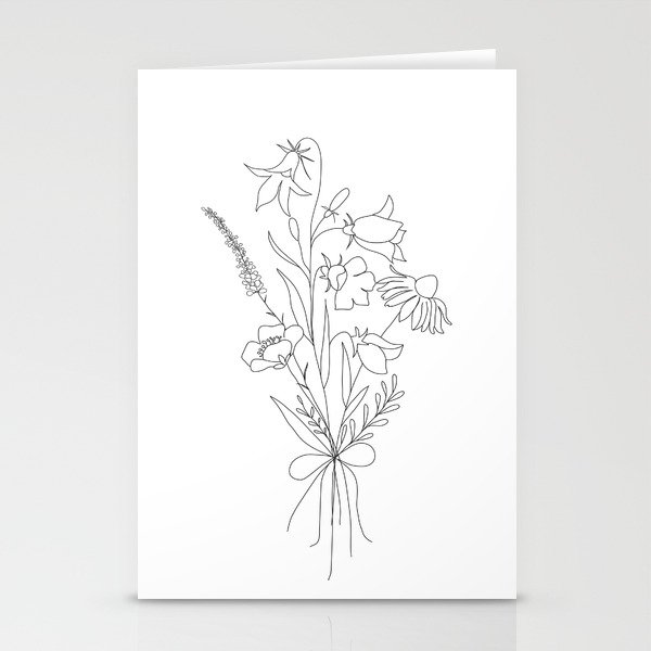 Small Wildflowers Minimalist Line Art Stationery Cards By Nadja1 Society6,Face Line Art Transparent