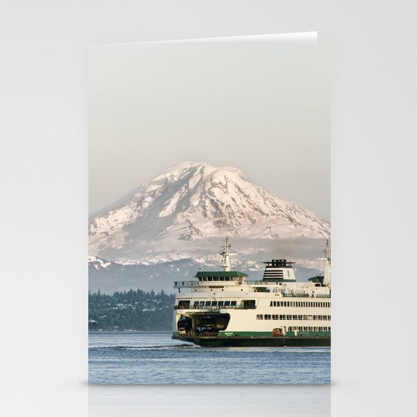 Seattle Bainbridge Island Ferry with Mount Rainier Stationery Cards