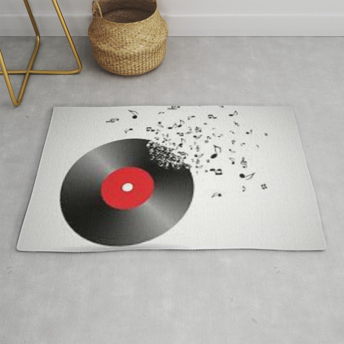 Vinyl with musical notes Rug
