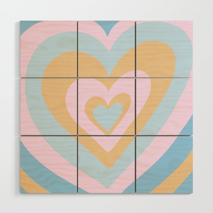Love Power - Retro Blue, Pink, and Orange Wood Wall Art