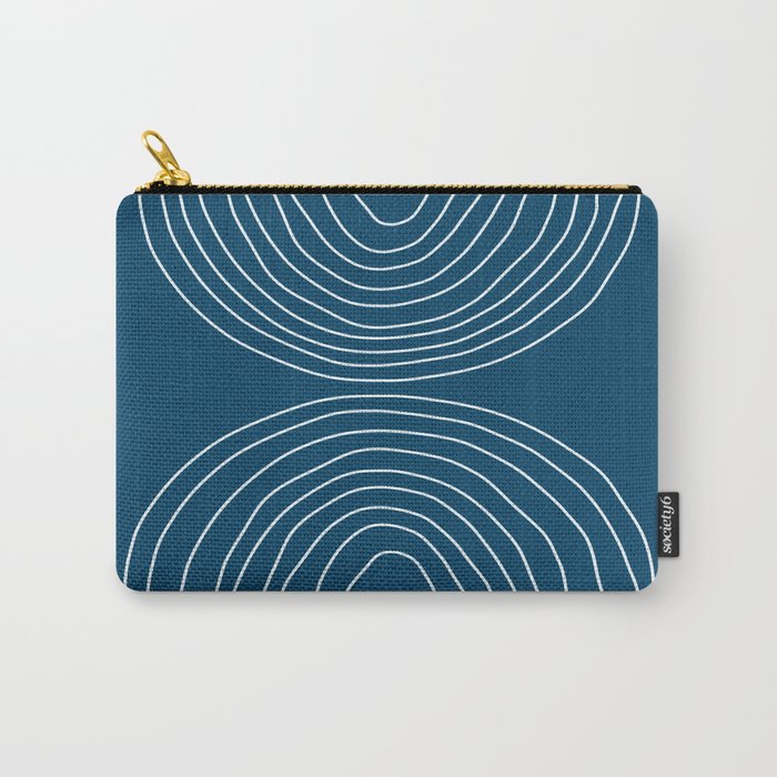 Hand drawn Geometric Lines in night Blue 2 (Rainbow Abstraction) Carry-All Pouch