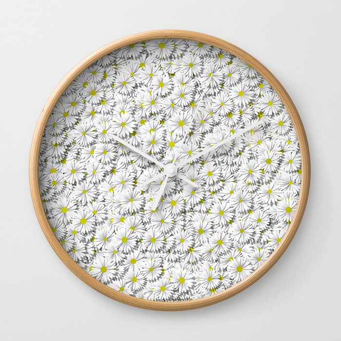 white daisy flowers Wall Clock