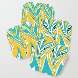 Warped - Turquoise and Yellow Coaster