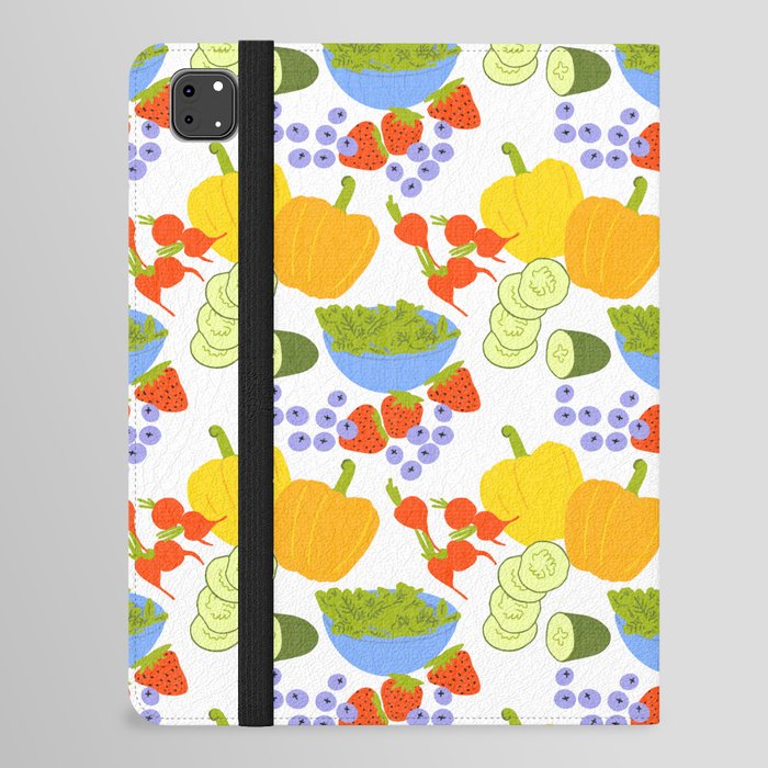 Mid-Century Modern Fruits and Vegetables White iPad Folio Case