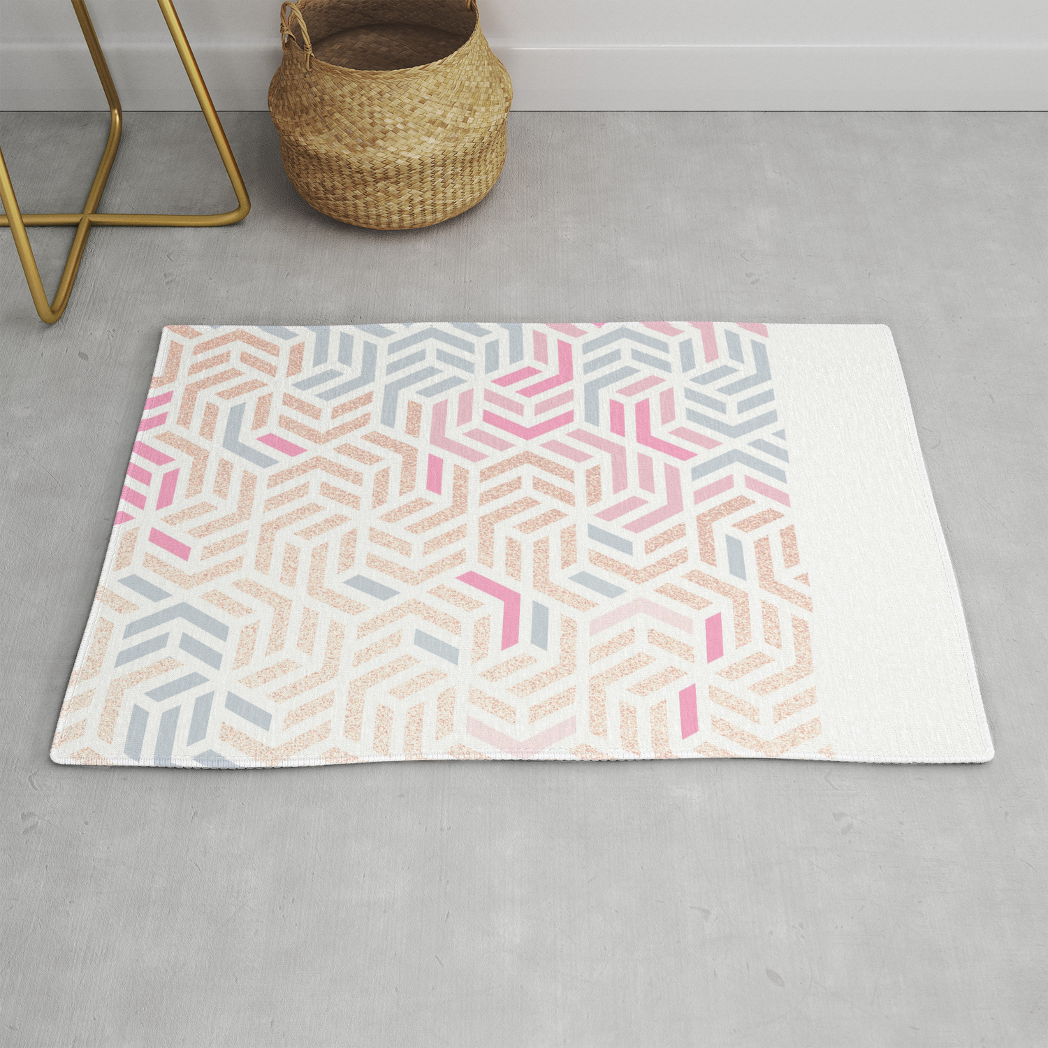 Pastel Deco Hexagon Pattern Gold Pink Grey Pastelvibes