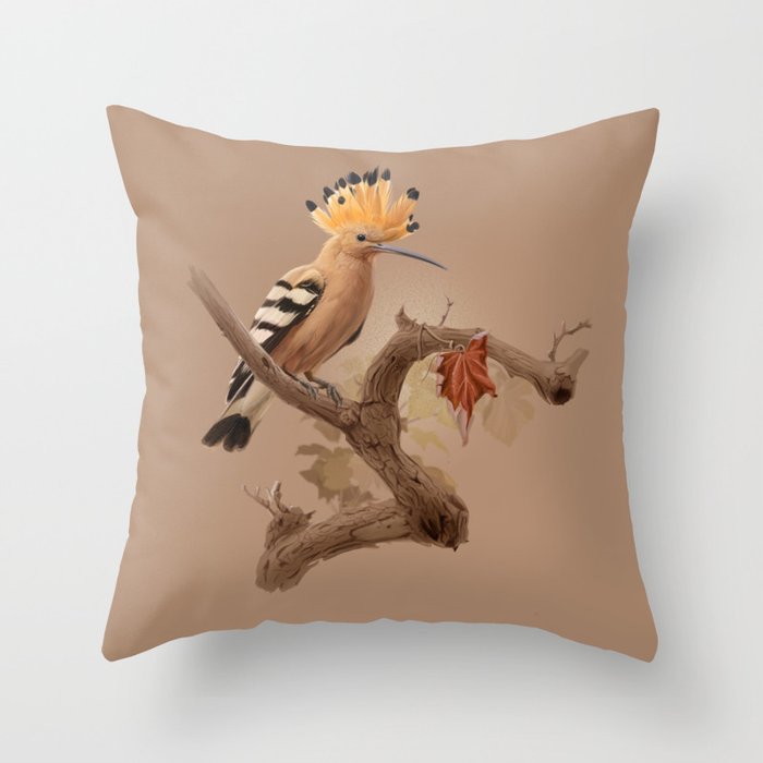 Hoopoe bird Throw Pillow