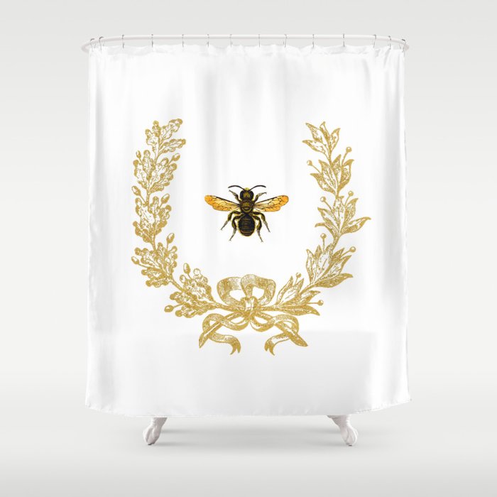 French Bee acorn wreath Shower Curtain