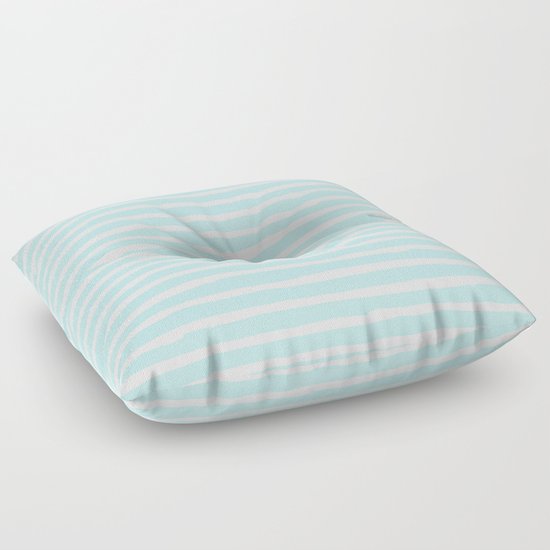 Elegant Stripes Succulent Blue and White Floor Pillow by Simple Luxe Society6