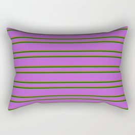 [ Thumbnail: Orchid, Green & Dark Green Colored Pattern of Stripes Rectangular Pillow ]