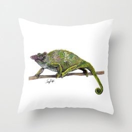 Horned Chameleon Throw Pillow