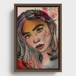 Calm Abstract Woman Portrait Art Framed Canvas