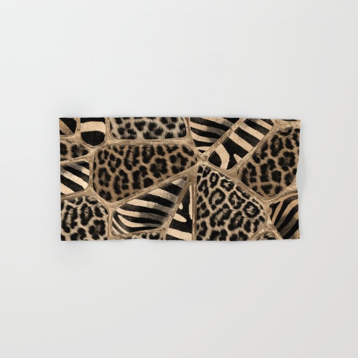 Animal Print - Leopard and Zebra - pastel gold Hand & Bath Towel