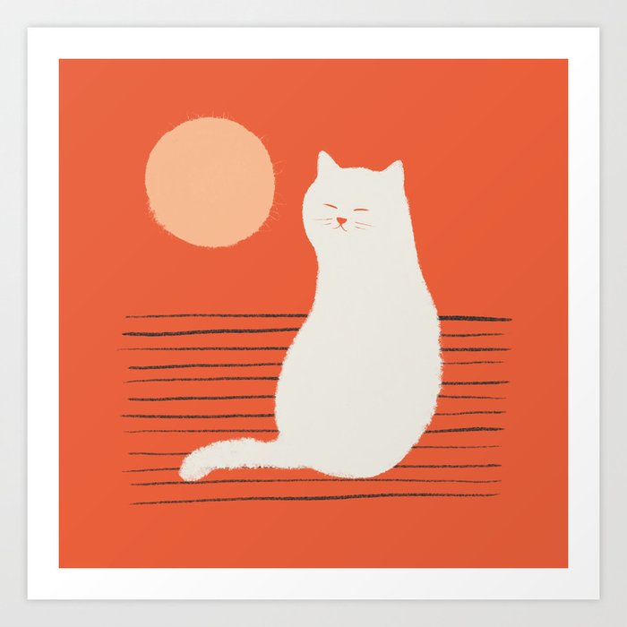 Abstraction minimal cat 31 relax day Art Print