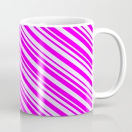 [ Thumbnail: Fuchsia and Lavender Colored Stripes/Lines Pattern Coffee Mug ]