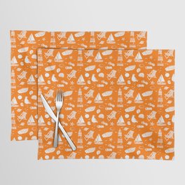 Orange And White Summer Beach Elements Pattern Placemat