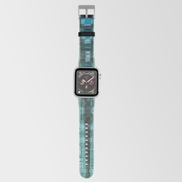 Distorted Turquoise Blue Check Pattern Apple Watch Band