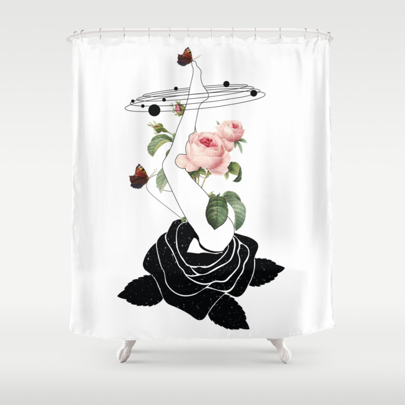 Space Mystery Natural Roses Solar System Shower Curtain By