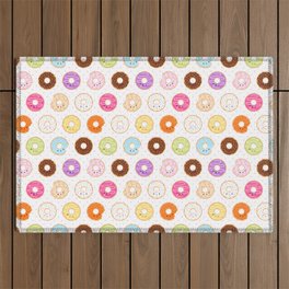 Happy Cute Donuts Pattern Outdoor Rug