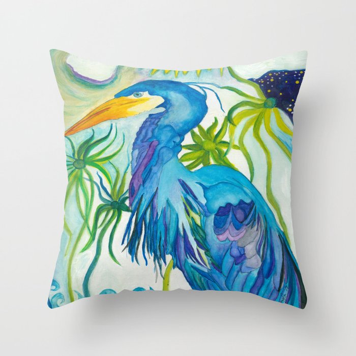 Sargent Pepper Sunrise - Blue Heron Throw Pillow