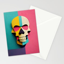 Paper Cut-Out Skull, pastel colors Stationery Card